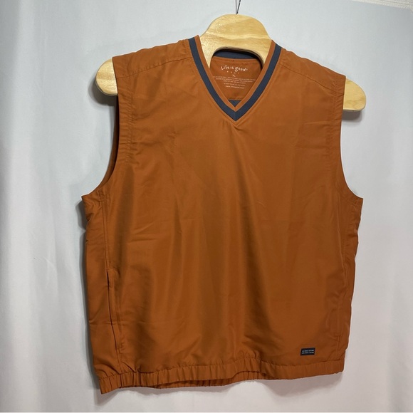Life is Good Golf Vest Burnt Orange  Elastic Hem Zipper Pockets Men's Size XL - Picture 4 of 10